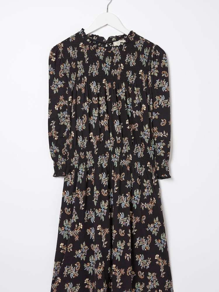 FatFace Black Krishan Craft Floral Jersey Dress - Image 7 of 7
