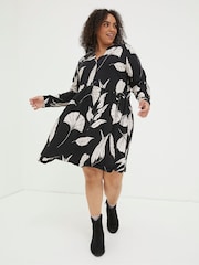 FatFace Black Elsie Twilight Leaves Jersey Dress - Image 3 of 6
