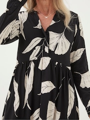FatFace Black Elsie Twilight Leaves Jersey Dress - Image 4 of 6