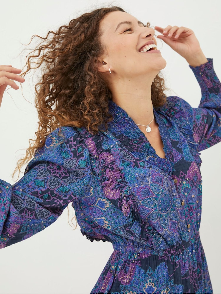 FatFace Blue Darcey Mosaic Geo Dress - Image 4 of 6