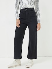 FatFace Keswick Black Wide Leg Cropped Jeans - Image 1 of 6