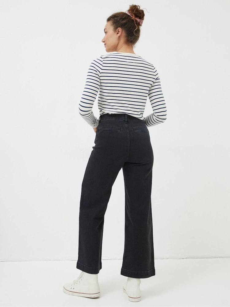 FatFace Keswick Black Wide Leg Cropped Jeans - Image 2 of 6