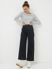 FatFace Keswick Black Wide Leg Cropped Jeans - Image 3 of 6