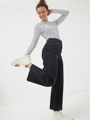 FatFace Keswick Black Wide Leg Cropped Jeans - Image 4 of 6