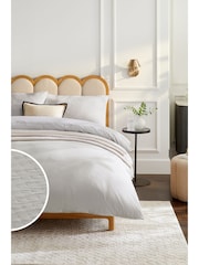 Grey Crinkle Gauze 300TC 100% Cotton Duvet Cover and Pillowcase Set - Image 1 of 5