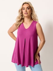 Yours Curve Purple Pleated Front Vest - Image 1 of 5