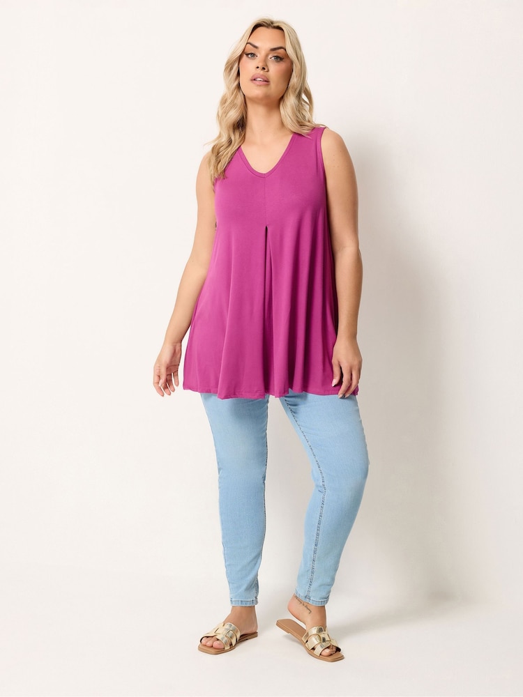 Yours Curve Purple Pleated Front Vest - Image 2 of 5
