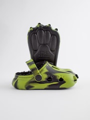 Black/Green Faux Fur Lined Claw Clog Slippers - Image 5 of 6