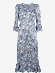Mint Velvet Grey Layla Print Pleated Midi Dress - Image 3 of 4