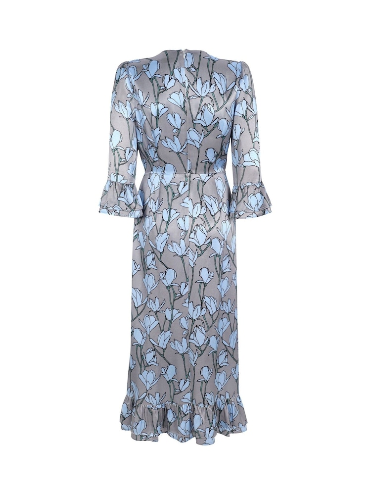 Mint Velvet Grey Layla Print Pleated Midi Dress - Image 4 of 4