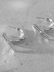 Mint Velvet Silver Tone T-Bar Earrings - Image 2 of 3