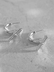 Mint Velvet Silver Tone T-Bar Earrings - Image 3 of 3