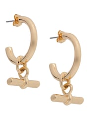 Mint Velvet Gold Tone T-Bar Earrings - Image 1 of 3