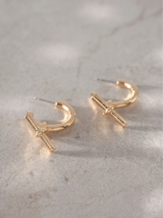 Mint Velvet Gold Tone T-Bar Earrings - Image 2 of 3