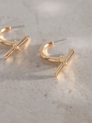 Mint Velvet Gold Tone T-Bar Earrings - Image 3 of 3