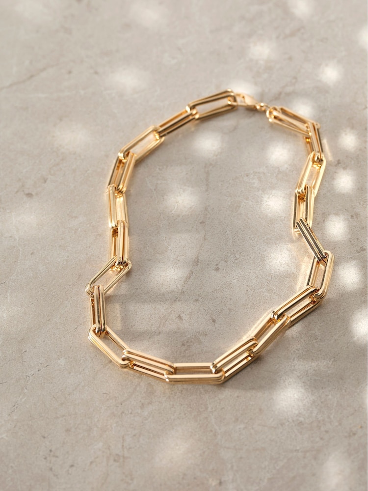 Mint Velvet Gold Tone Square Link Necklace - Image 1 of 3