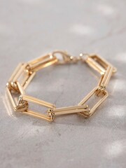 Mint Velvet Gold Square Link Bracelet - Image 1 of 3