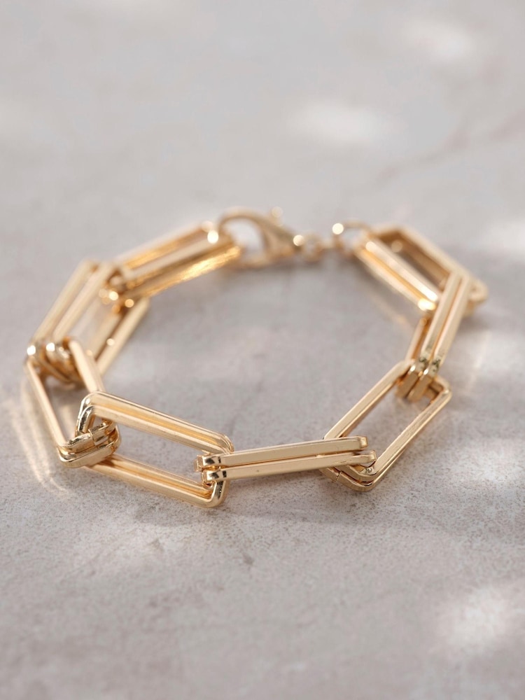 Mint Velvet Gold Square Link Bracelet - Image 1 of 3