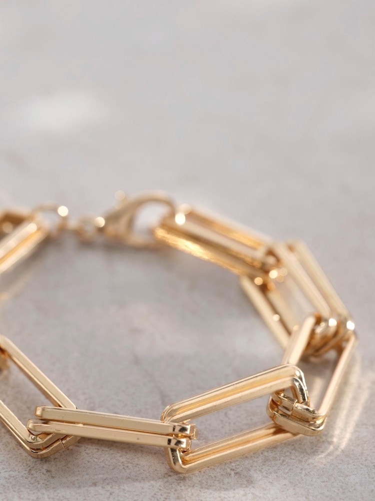 Mint Velvet Gold Square Link Bracelet - Image 2 of 3