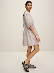 Gri - 100% Cotton Mânecă bufantă Mini Jersey Rochie - Image 2 of 6