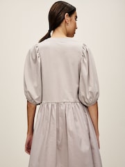 Gri - 100% Cotton Mânecă bufantă Mini Jersey Rochie - Image 3 of 6