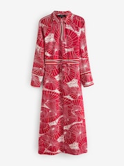 Red Umbrella Print Long Sleeve Column Midi Dress - Image 5 of 6
