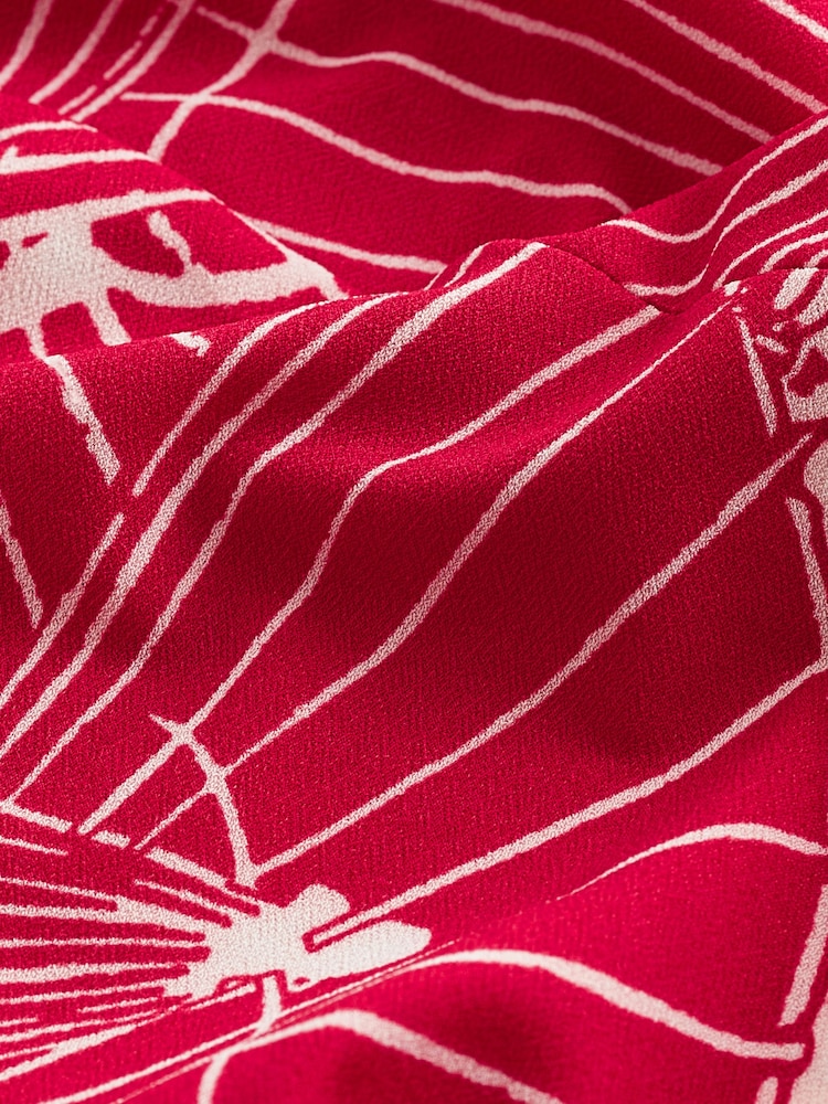 Red Umbrella Print Long Sleeve Column Midi Dress - Image 6 of 6
