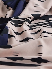 Navy and White Geo Print Long Sleeve Column Maxi Dress - Image 6 of 6