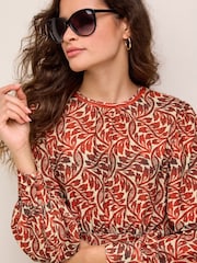 Red Floral Long Sleeve Mini Dress - Image 4 of 6