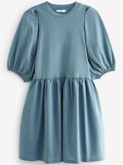 Denim Blue Puff Sleeve Mini Jersey Dress - Image 5 of 6