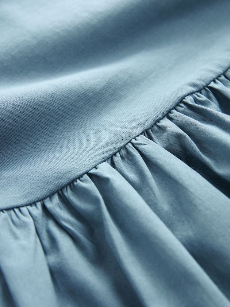 Denim Blue Puff Sleeve Mini Jersey Dress - Image 6 of 6