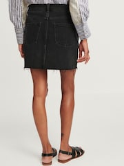 Black Denim Raw Hem 100% Cotton Mini Skirt - Image 5 of 6