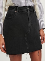 Black Denim Raw Hem 100% Cotton Mini Skirt - Image 6 of 6