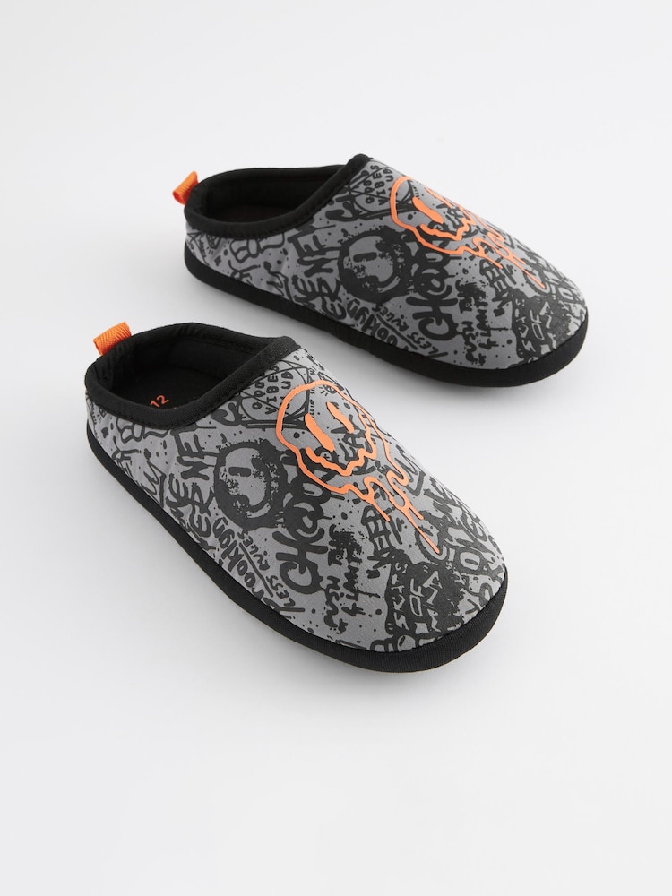 Grey Graffiti Sporty Mule Slippers - Image 1 of 5