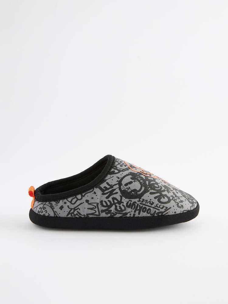 Grey Graffiti Sporty Mule Slippers - Image 2 of 5