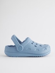 Pale Blue Faux Fur Lined Clog Slippers - Image 2 of 6