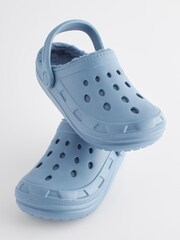 Pale Blue Faux Fur Lined Clog Slippers - Image 3 of 6