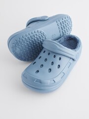 Pale Blue Faux Fur Lined Clog Slippers - Image 4 of 6