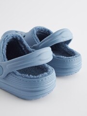 Pale Blue Faux Fur Lined Clog Slippers - Image 5 of 6