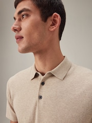 Neutral Knitted Polo Shirt - Image 1 of 6