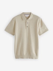 Neutral Knitted Polo Shirt - Image 4 of 6