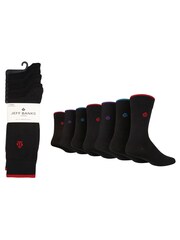 Jeff Banks Black Classic Crown Detail Everyday Socks 7 Pack - Image 1 of 4