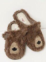 FatFace Brown Grizzly Bear Slippers - Image 3 of 4