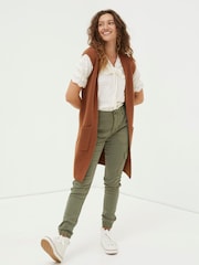 FatFace Brown Lexi Long Sleeveless Cardigan - Image 1 of 5