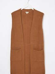FatFace Brown Lexi Long Sleeveless Cardigan - Image 5 of 5