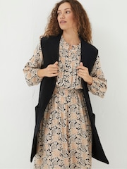 FatFace Black Lexi Long Sleeveless Cardigan - Image 1 of 5