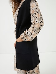 FatFace Black Lexi Long Sleeveless Cardigan - Image 3 of 5