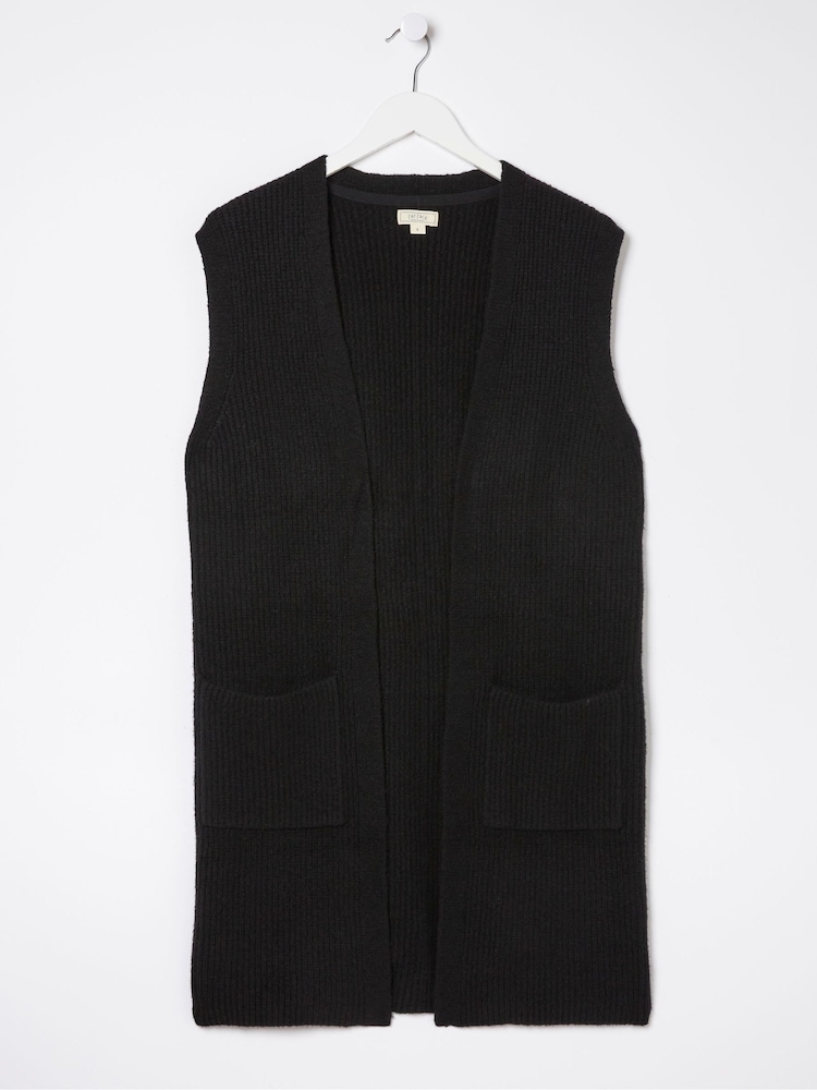 FatFace Black Lexi Long Sleeveless Cardigan - Image 5 of 5