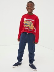 FatFace Blue Seaburn Sweat Cargo Joggers - Image 1 of 4