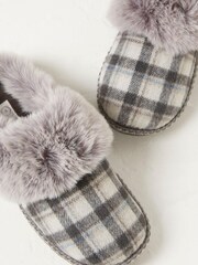 FatFace Grey Maia Check Mule Slippers - Image 3 of 4